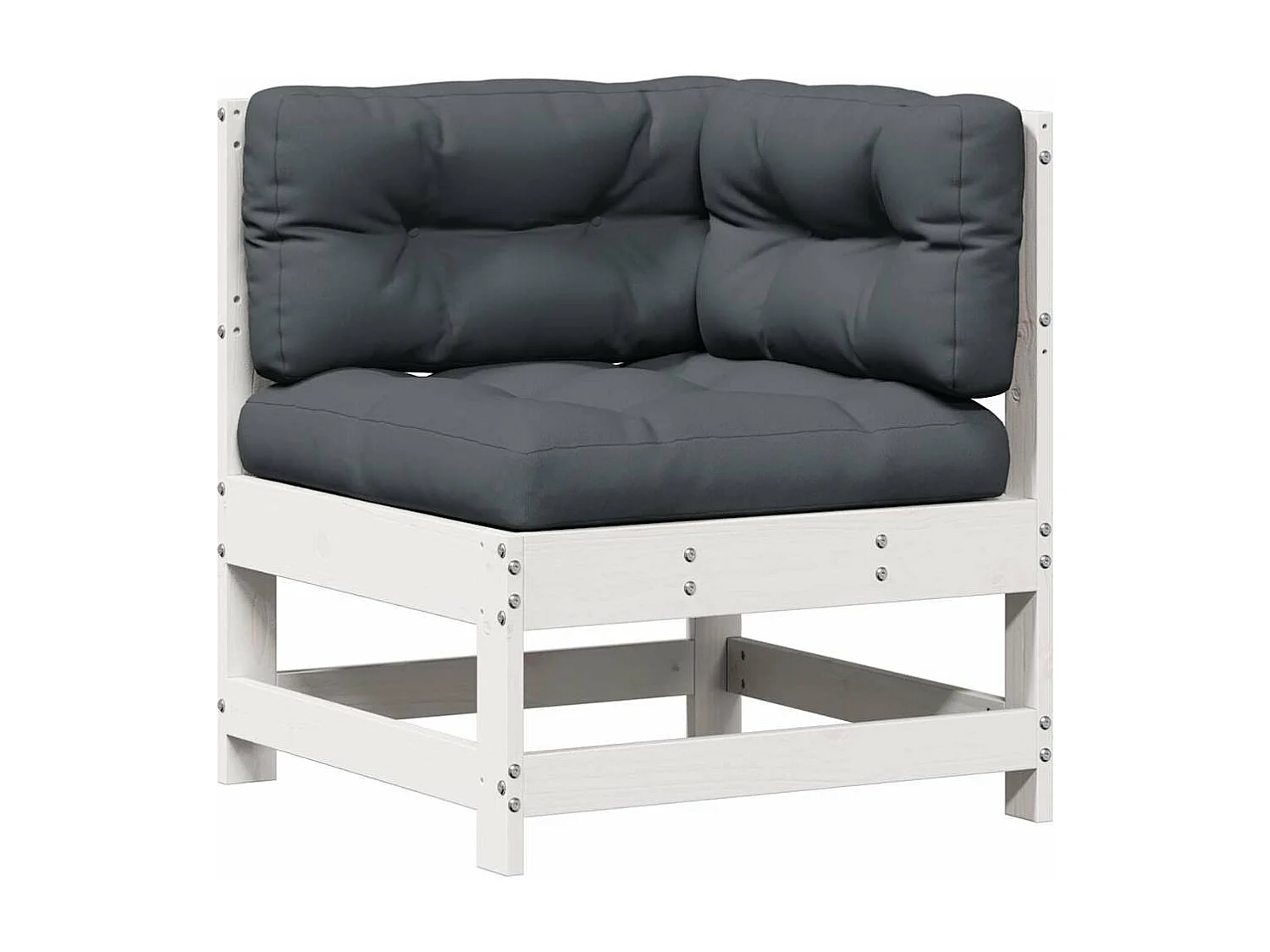 Salon de jardin 4 pcs avec coussins blanc bois de pin massif