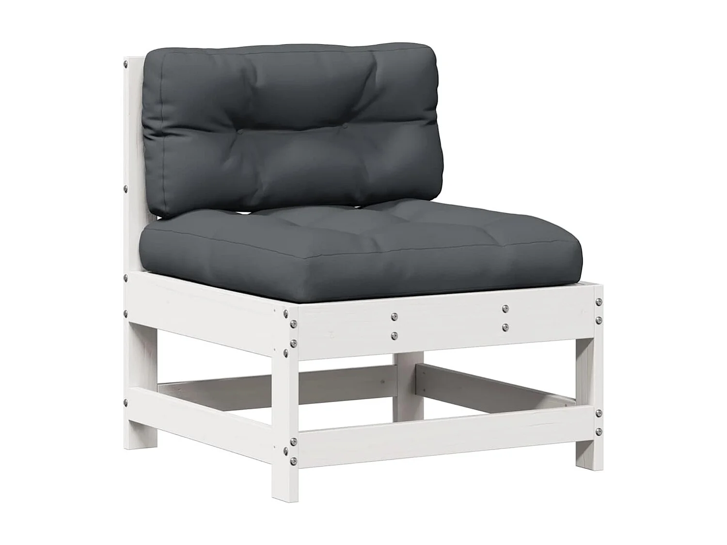 Salon de jardin 4 pcs avec coussins blanc bois de pin massif