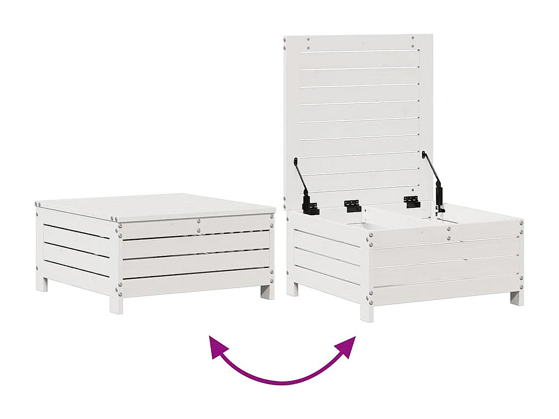 Salon de jardin 4 pcs avec coussins blanc bois de pin massif