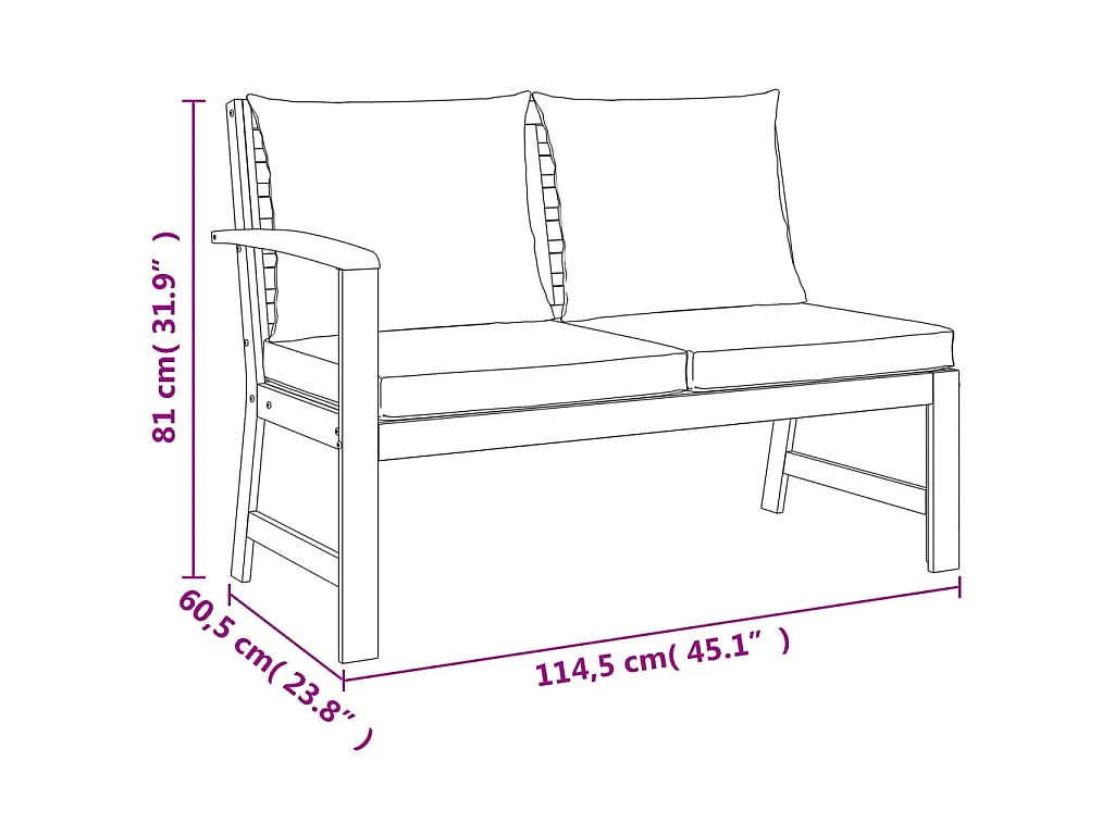 Set da Pranzo Giardino 5pz con Cuscini Legno Massello di Acacia