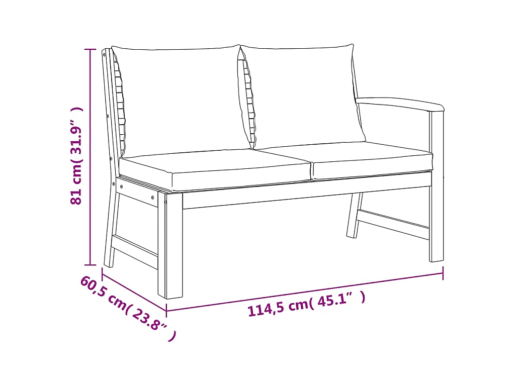 Set da Pranzo Giardino 5pz con Cuscini Legno Massello di Acacia