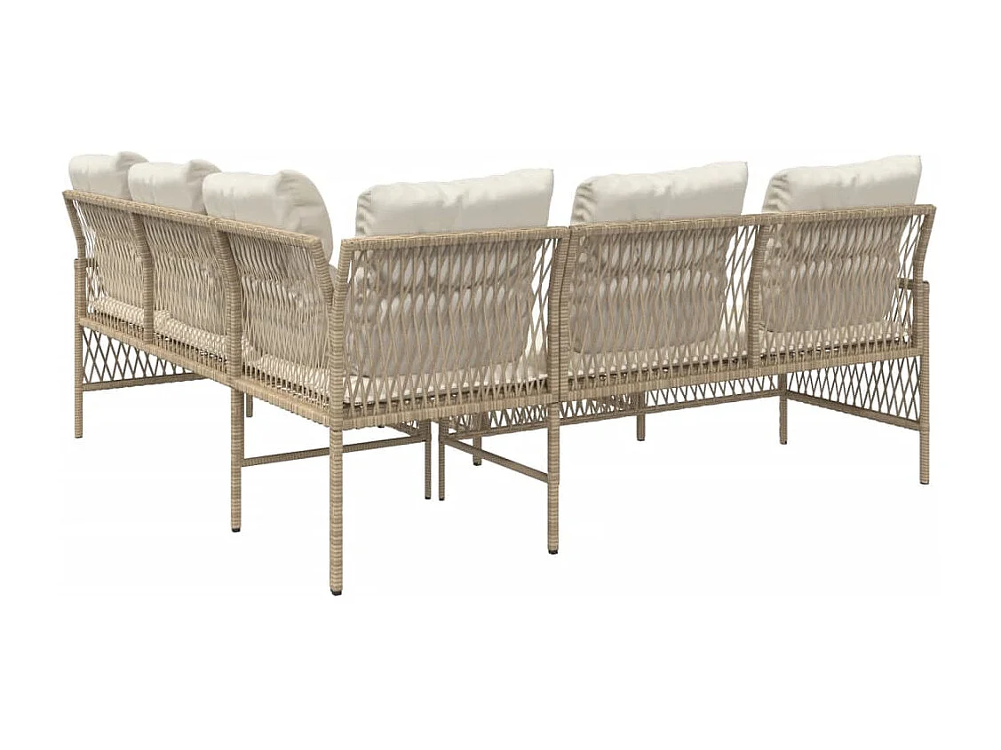2-tlg. Garten-Sofagarnitur mit Kissen Beige Poly Rattan