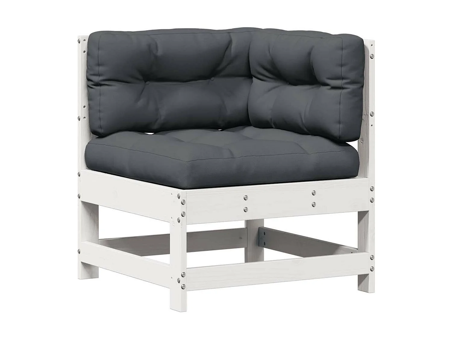 Salon de jardin 4 pcs avec coussins blanc bois de pin massif