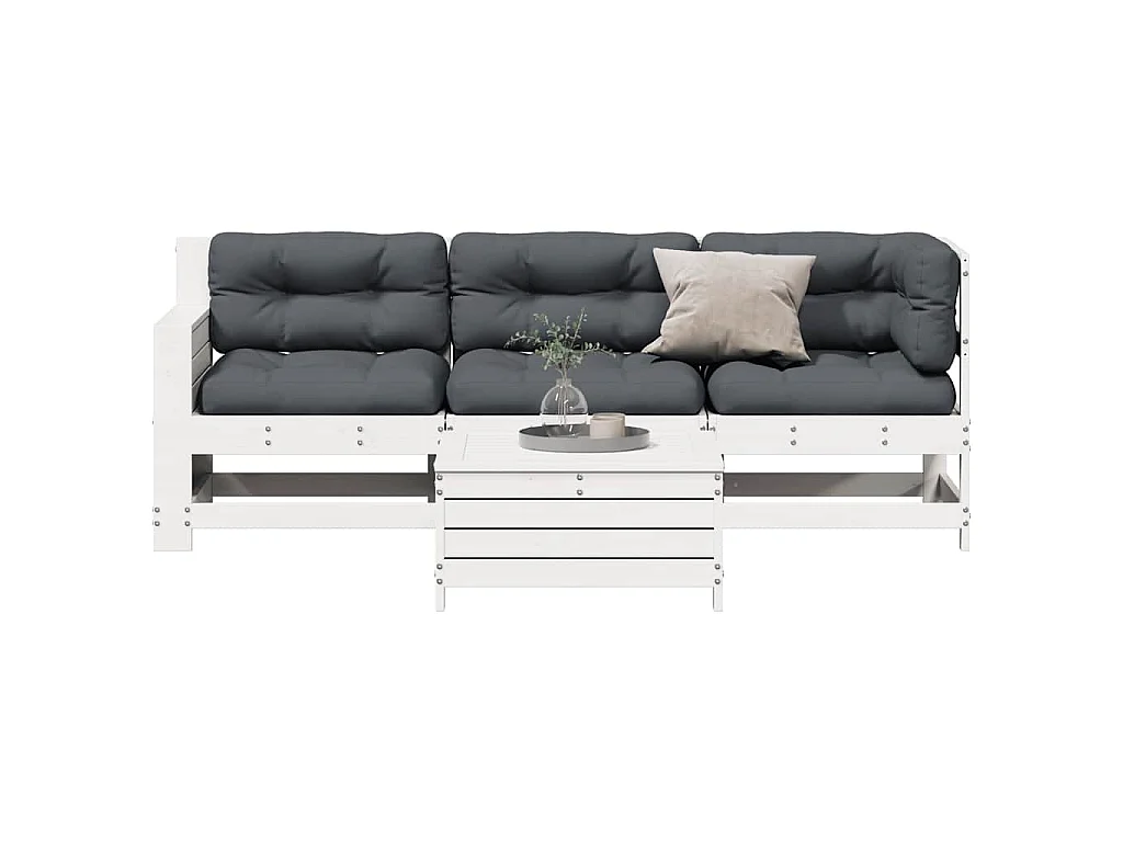 4-delige Loungeset met kussens massief grenenhout