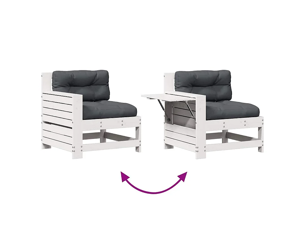 4-delige Loungeset met kussens massief grenenhout