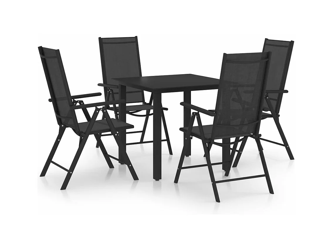 Ensemble à manger de jardin 5 pcs Aluminium Noir