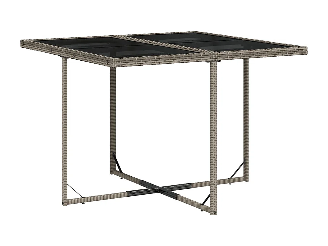Set da Pranzo da Giardino 7 pz con Cuscini in Polyrattan Grigio