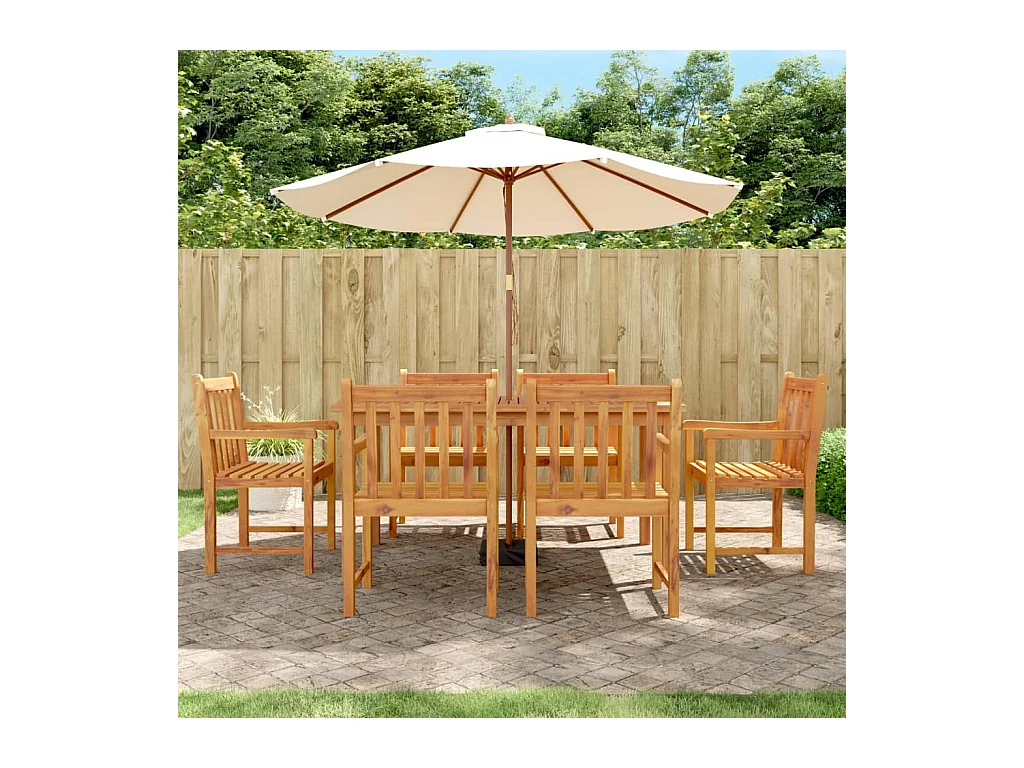 Ensemble à manger de jardin 7 pcs Bois d'acacia solide