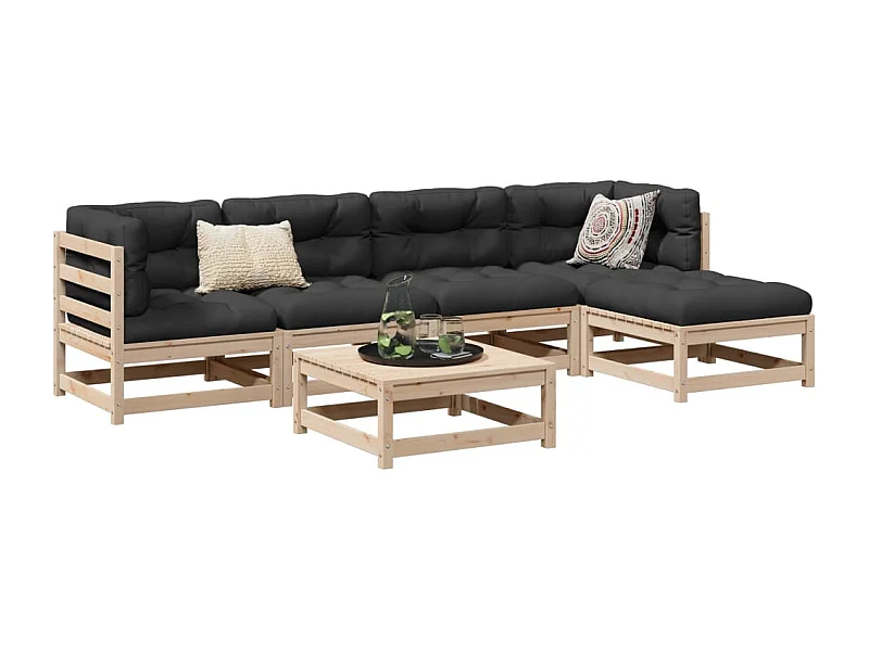 6-delige Loungeset massief grenenhout