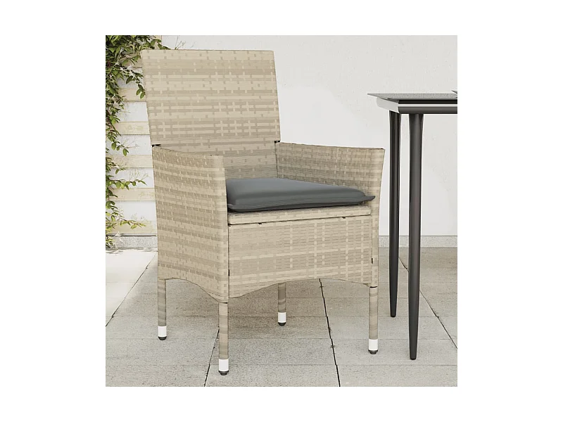 Gartenstühle mit Kissen 2 Stk. Hellgrau Poly Rattan