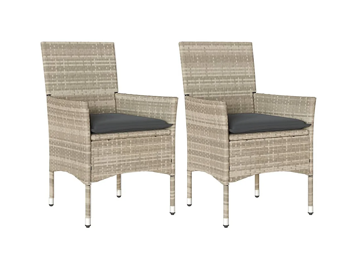 Chaises de jardin coussins lot de 2 gris clair résine tressée