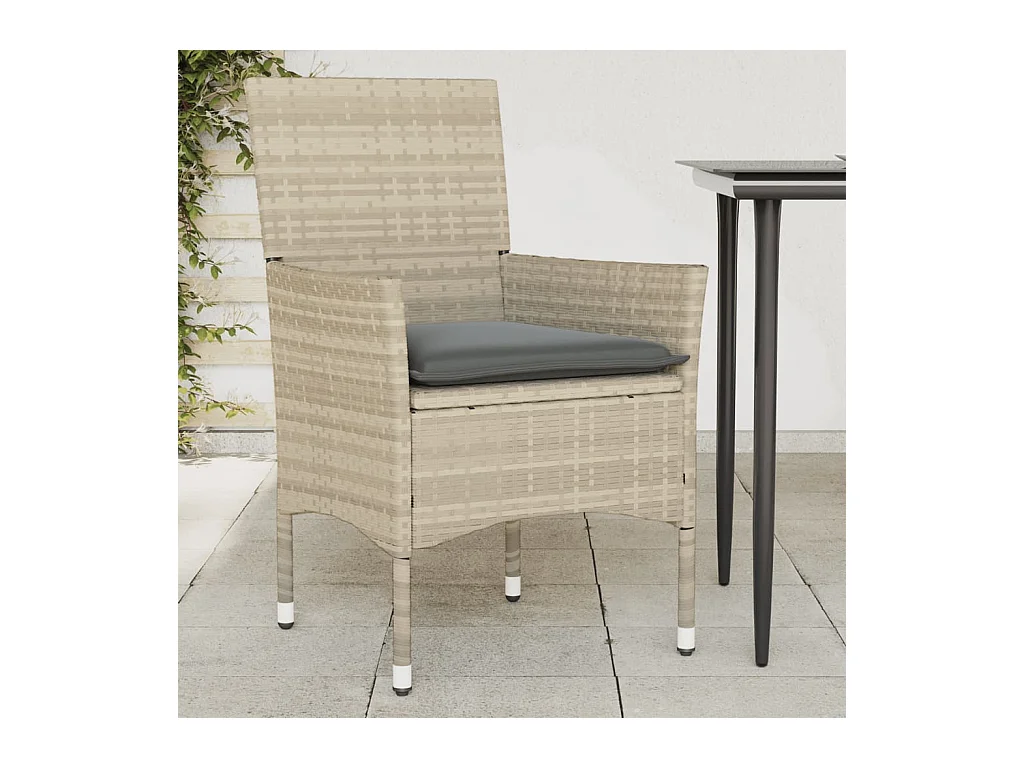 Chaises de jardin coussins lot de 2 gris clair résine tressée
