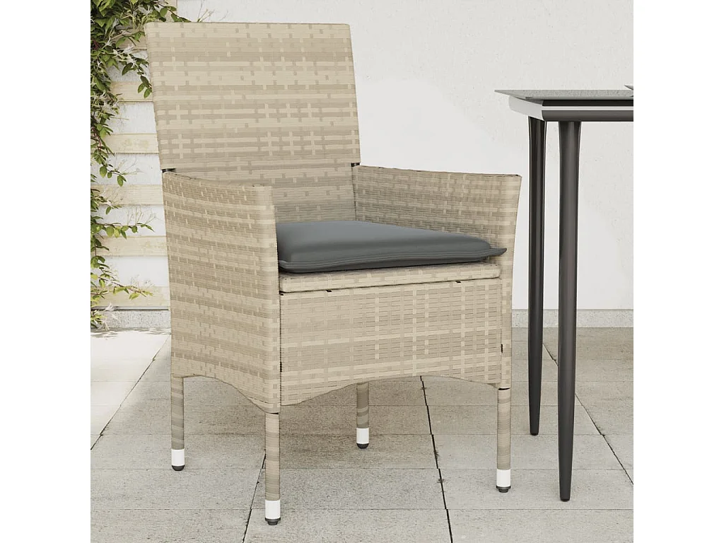 Gartenstühle mit Kissen 2 Stk. Hellgrau Poly Rattan