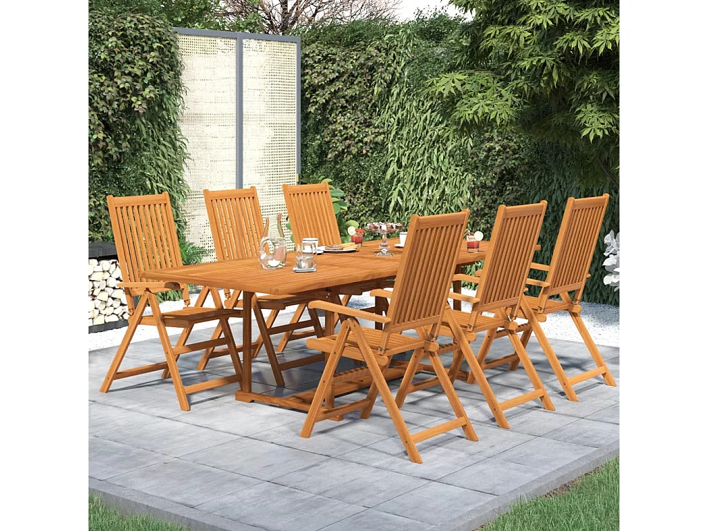 Set Mobili da Pranzo per Giardino 7 pz Legno Massello di Acacia