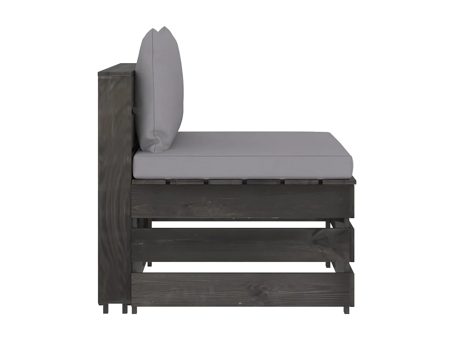 3-delige Loungeset met kussens grijs geïmpregneerd hout