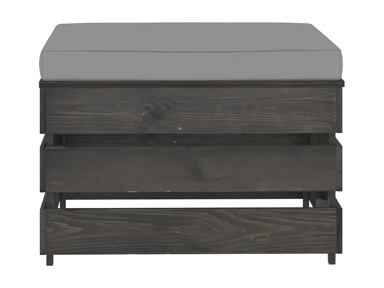 3-delige Loungeset met kussens grijs geïmpregneerd hout