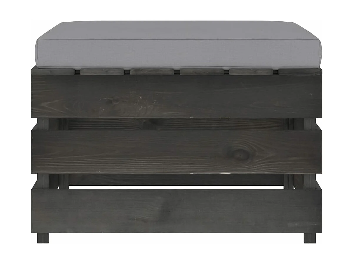 3-delige Loungeset met kussens grijs geïmpregneerd hout