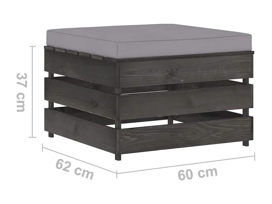 3-delige Loungeset met kussens grijs geïmpregneerd hout