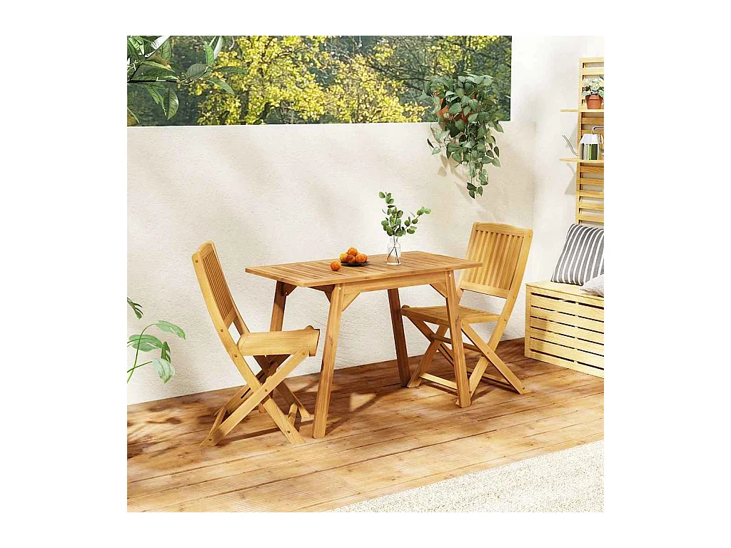 3-tlg. Balkon-Set Massivholz Akazie