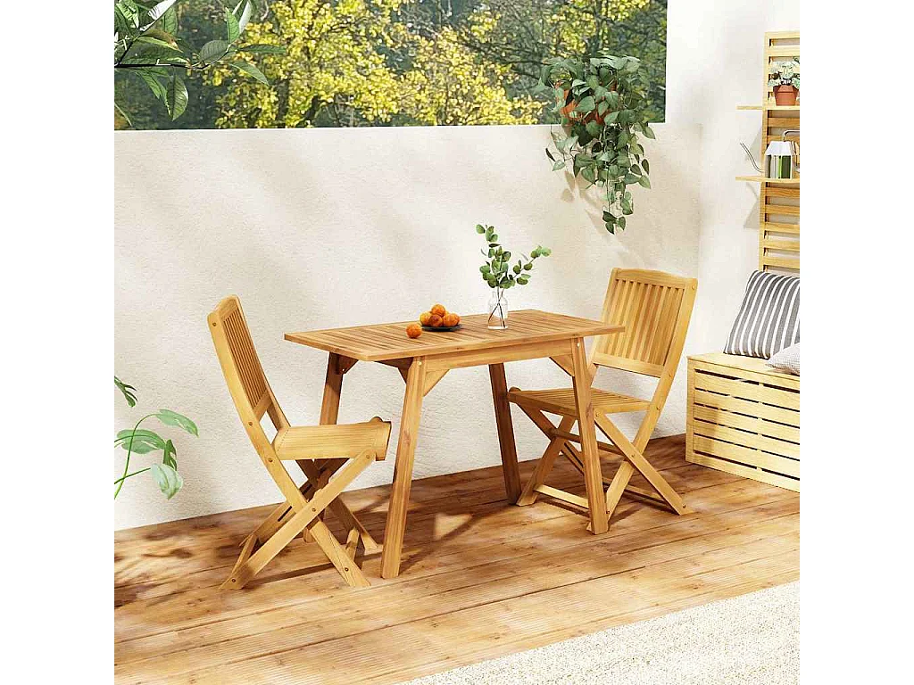 Set da balcone 3 pz in Legno Massello di Acacia