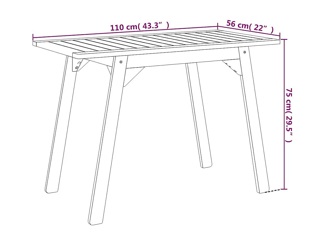 Set da balcone 3 pz in Legno Massello di Acacia