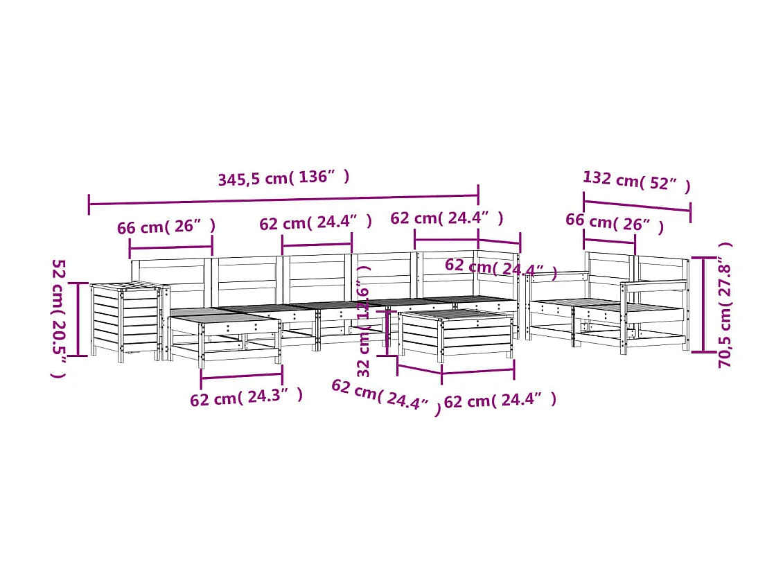 10-delige Loungeset geïmpregneerd grenenhout