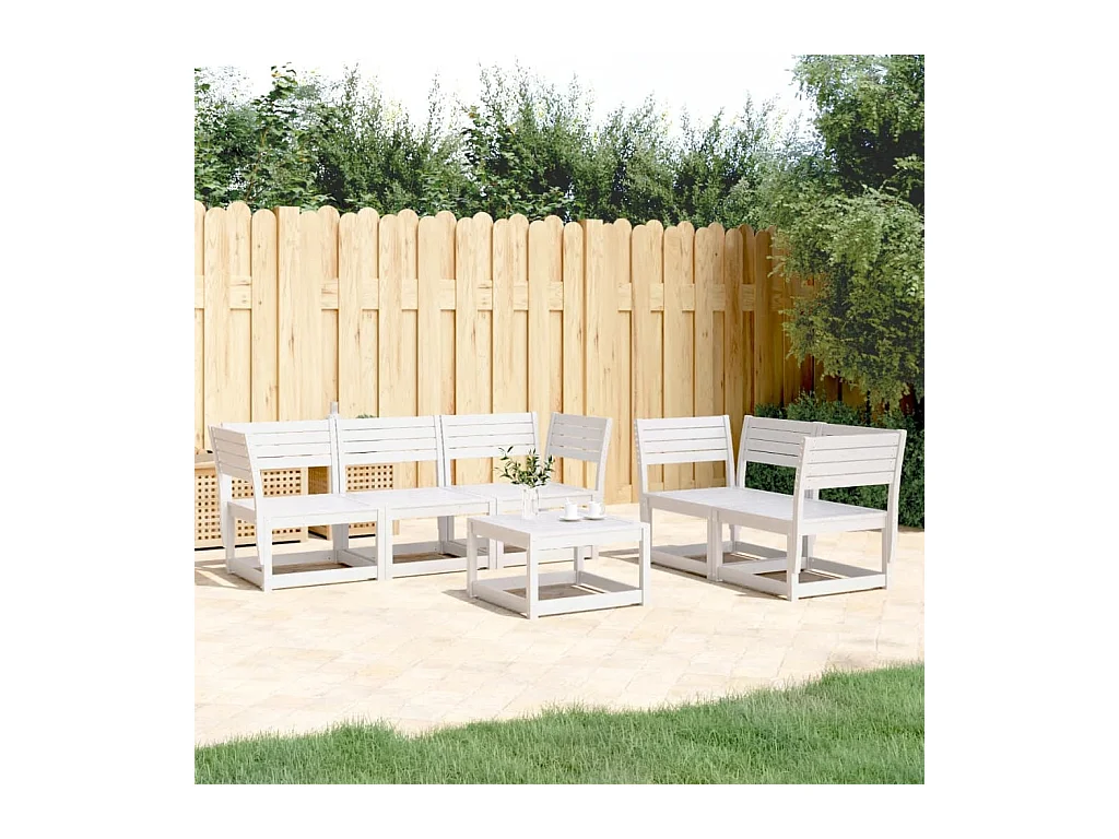 Set Salotto da Giardino 5 pz Bianco in Legno Massello di Pino
