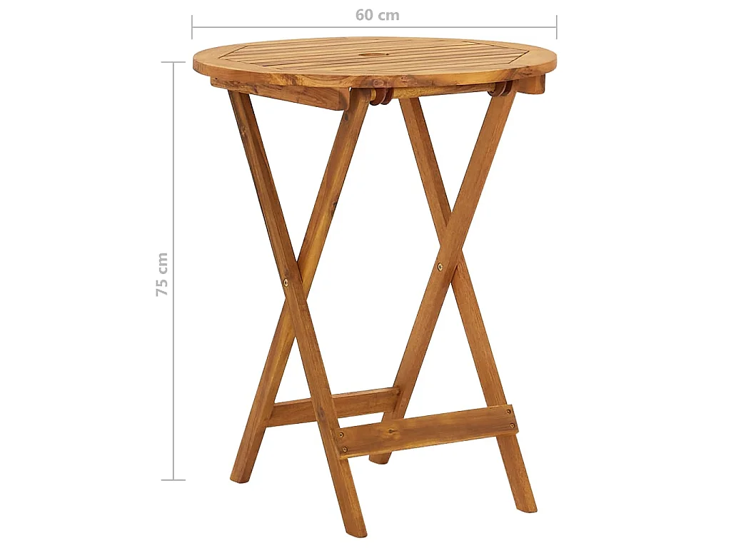 Mesa y sillas bistró plegables 3 pzas madera maciza de acacia