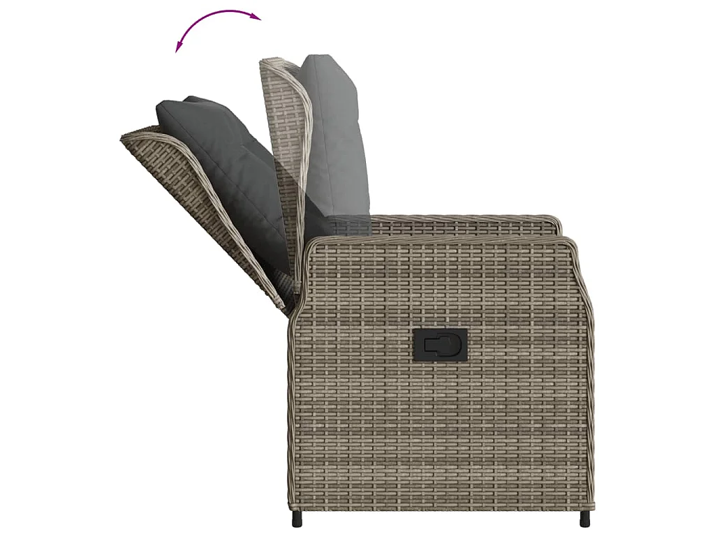 Ensemble à manger de jardin 5 pcs coussins gris résine tressée