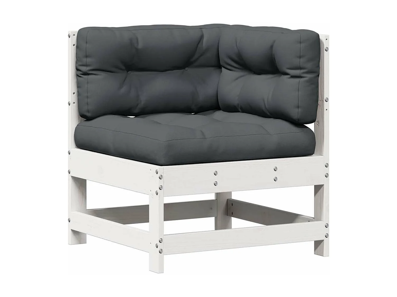 7-tlg. Garten-Lounge-Set mit Kissen Weiß Massivholz Kiefer