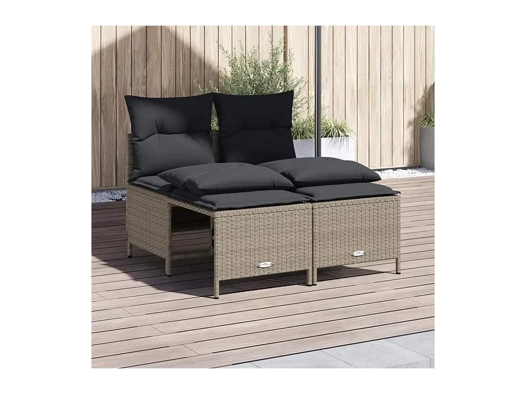 Salon de jardin 4 pcs avec coussins gris clair résine tressée