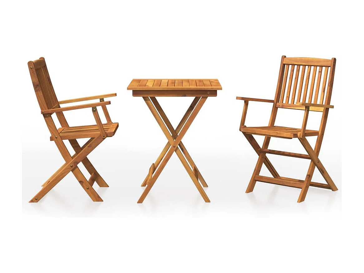 Ensemble à manger de jardin pliable 3 pcs Bois d'acacia solide