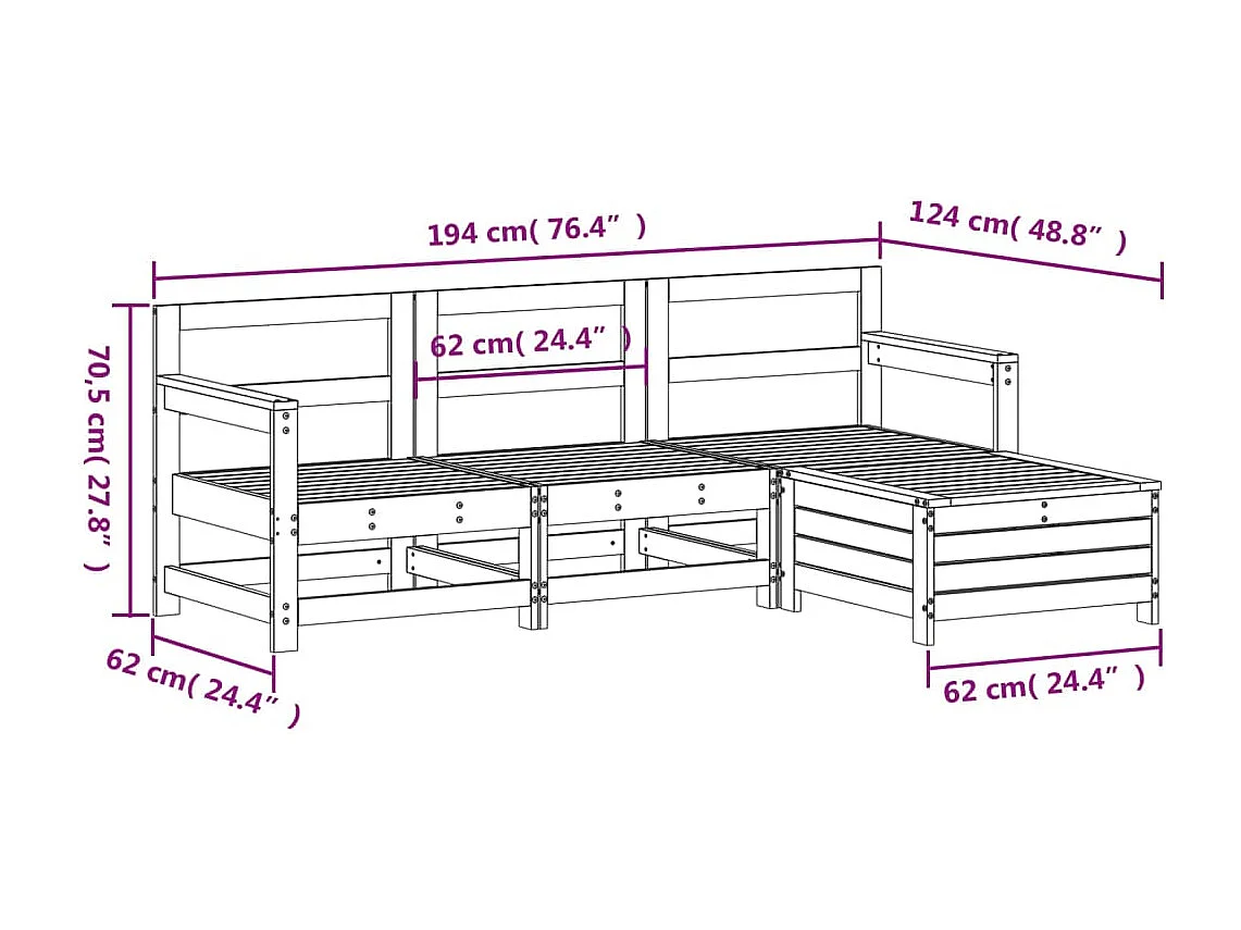 4-tlg. Garten-Sofagarnitur Massivholz Douglasie
