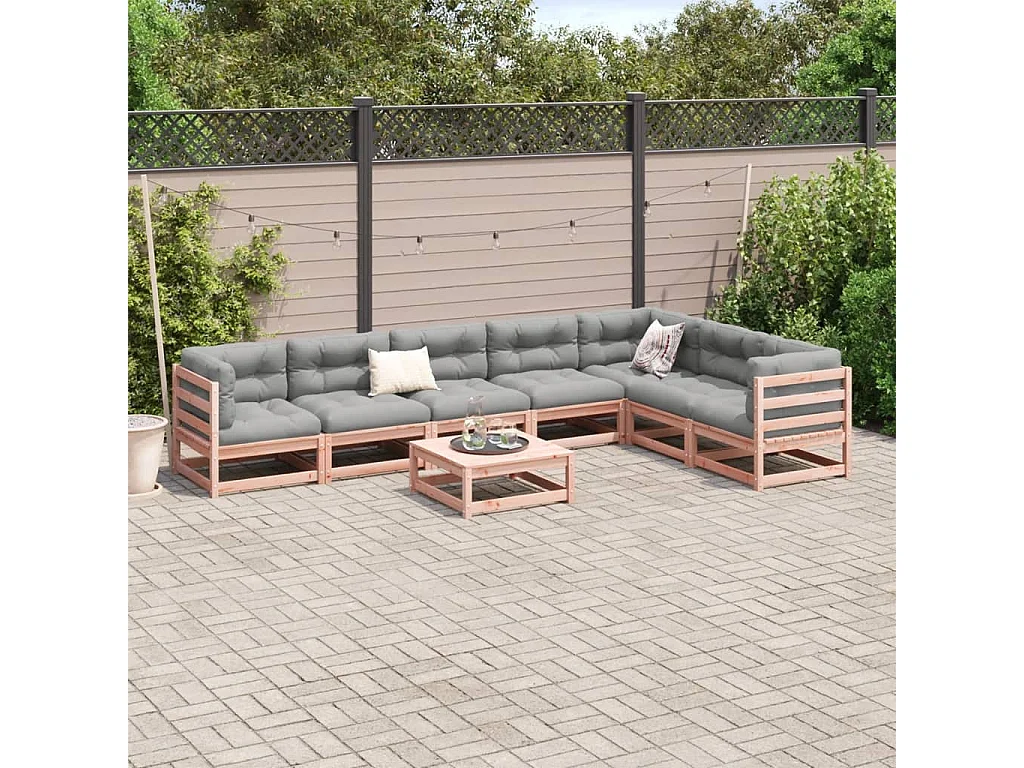 Salon de jardin 8 pcs bois massif sapin de douglas