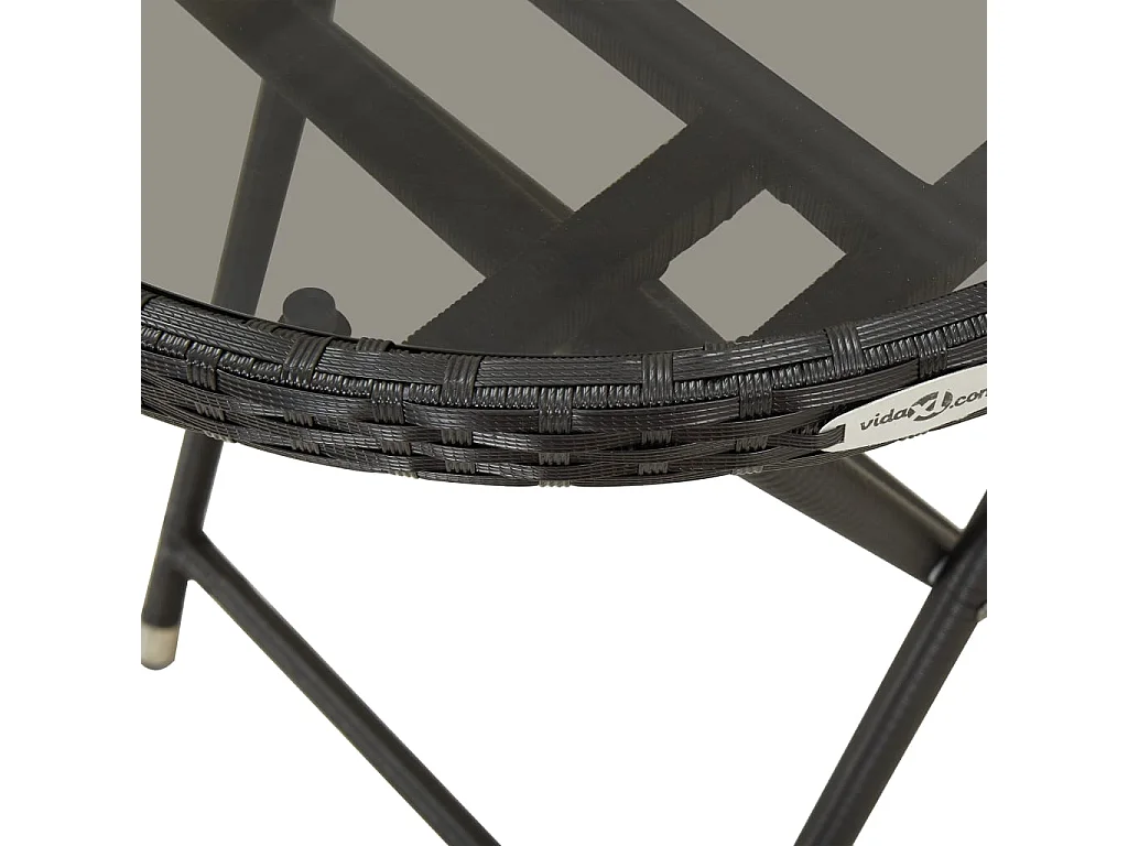 Ensemble de bistro avec coussins 3pcs noir résine tressée verre