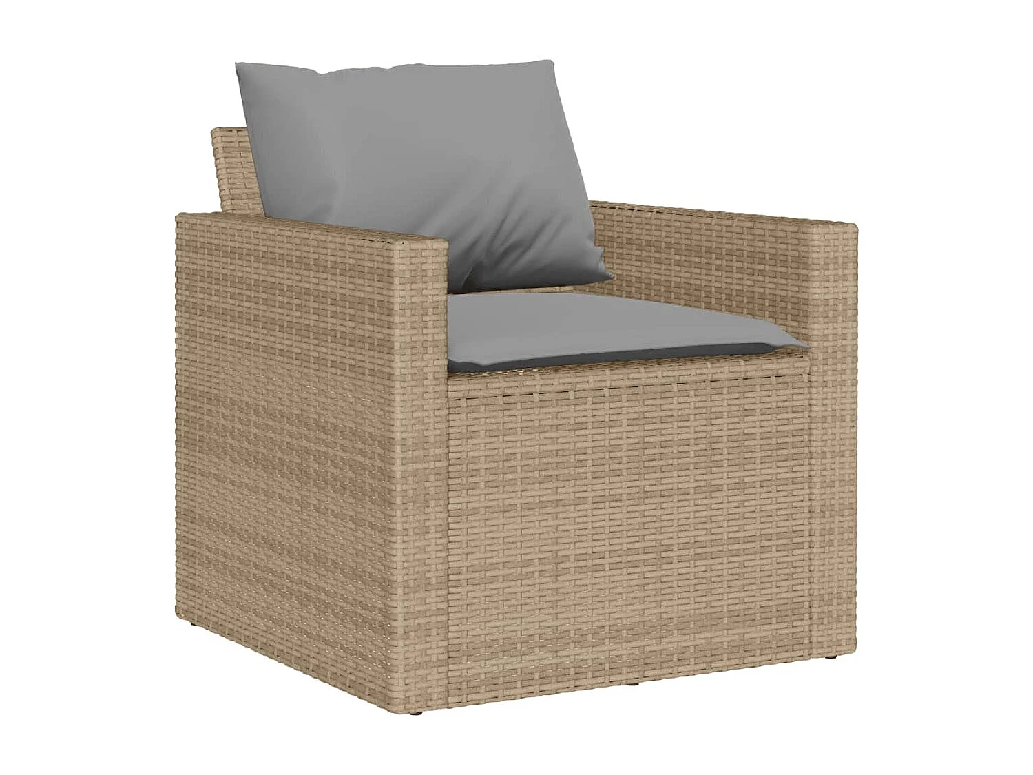4-tlg. Garten-Sofagarnitur mit Kissen Beige Poly Rattan
