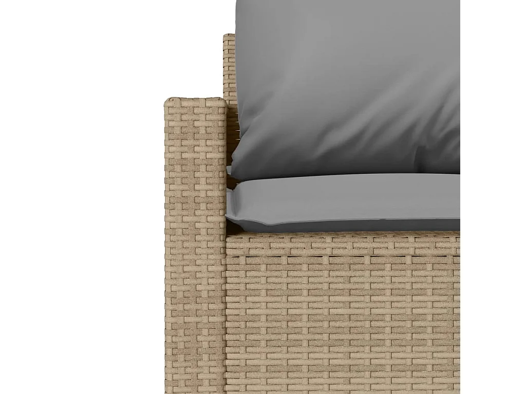 4-tlg. Garten-Sofagarnitur mit Kissen Beige Poly Rattan