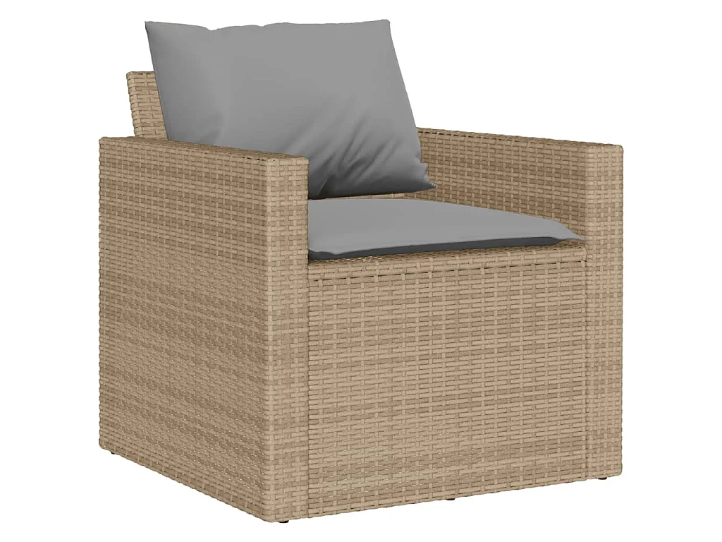 4-tlg. Garten-Sofagarnitur mit Kissen Beige Poly Rattan