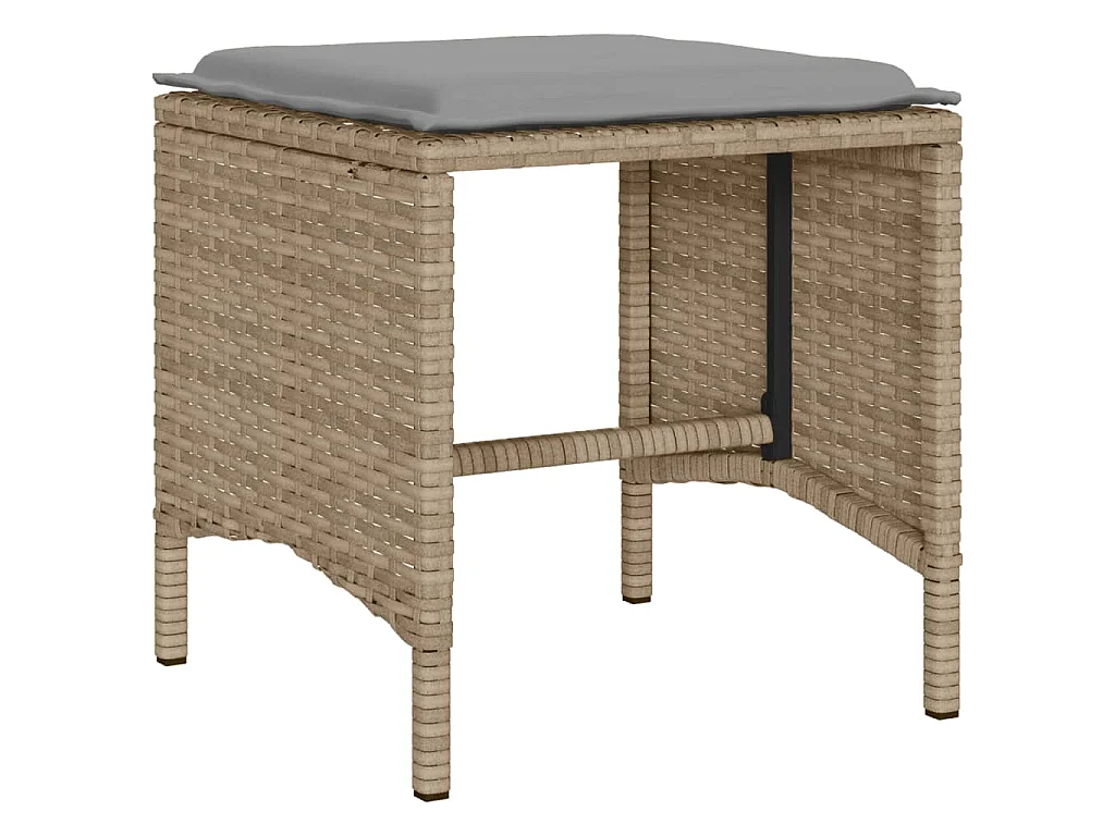 4-tlg. Garten-Sofagarnitur mit Kissen Beige Poly Rattan