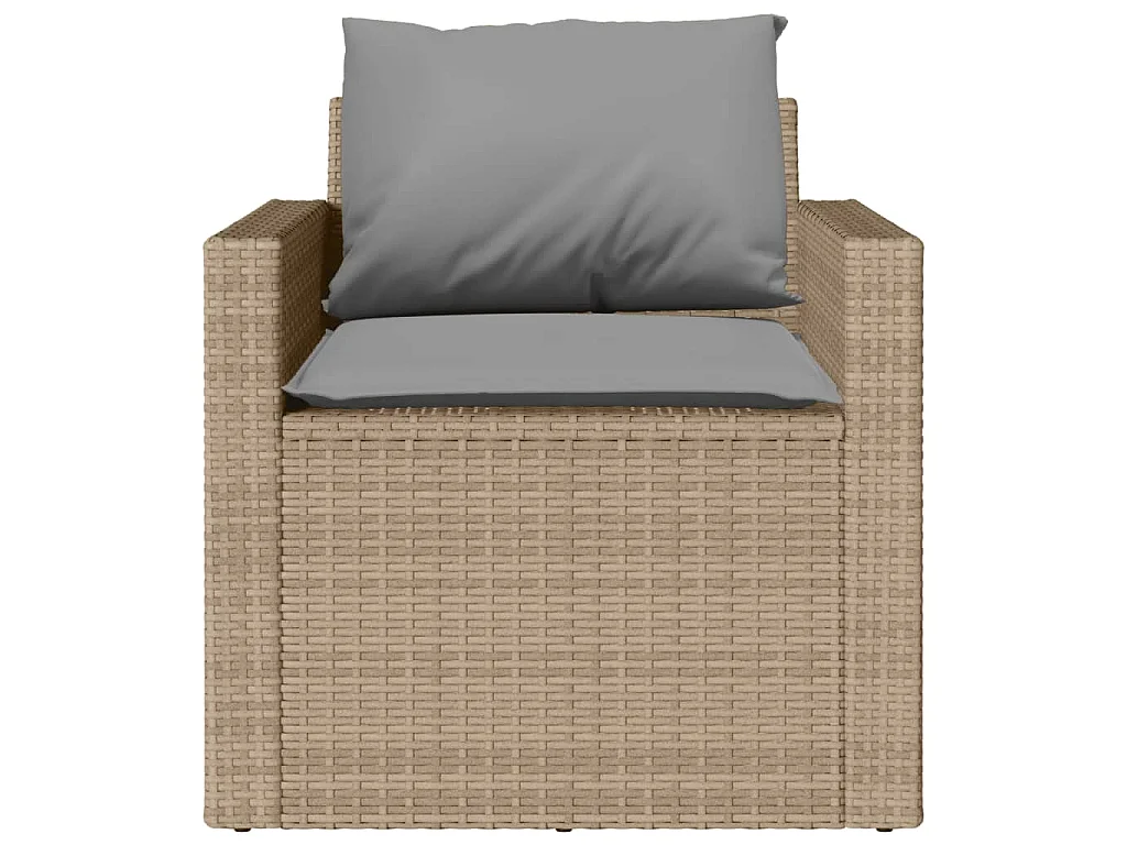 4-tlg. Garten-Sofagarnitur mit Kissen Beige Poly Rattan