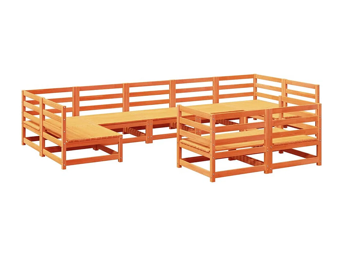 9-delige Loungeset massief grenenhout wasbruin