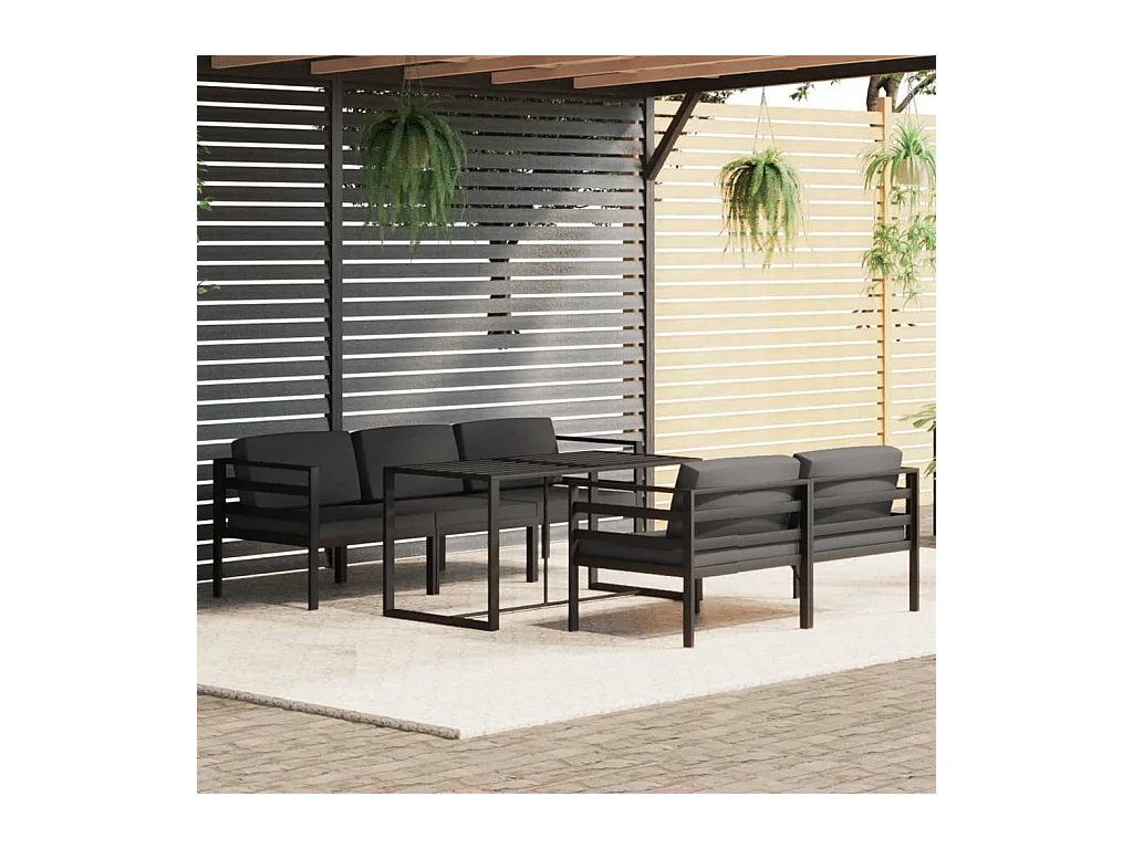 Salon de jardin 6 pcs avec coussins Aluminium Anthracite