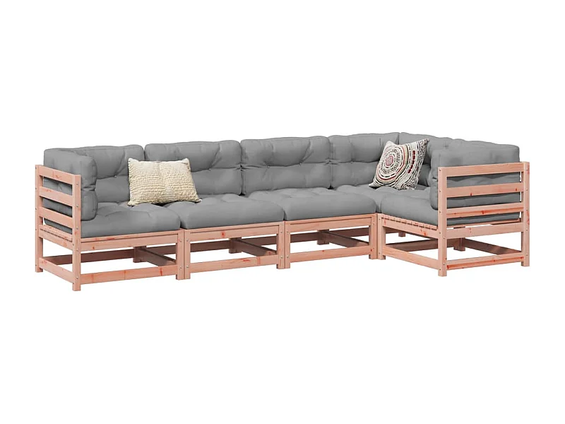 Salon de jardin 5 pcs et coussins bois massif sapin de douglas