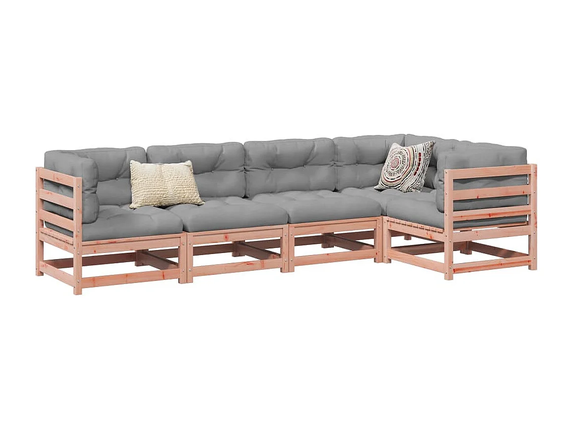Salon de jardin 5 pcs et coussins bois massif sapin de douglas