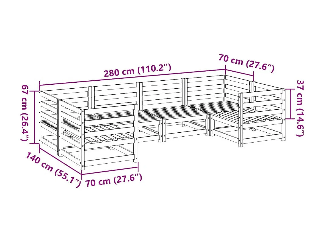 6 pcs conjunto sofás de jardim madeira de pinho castanho cera