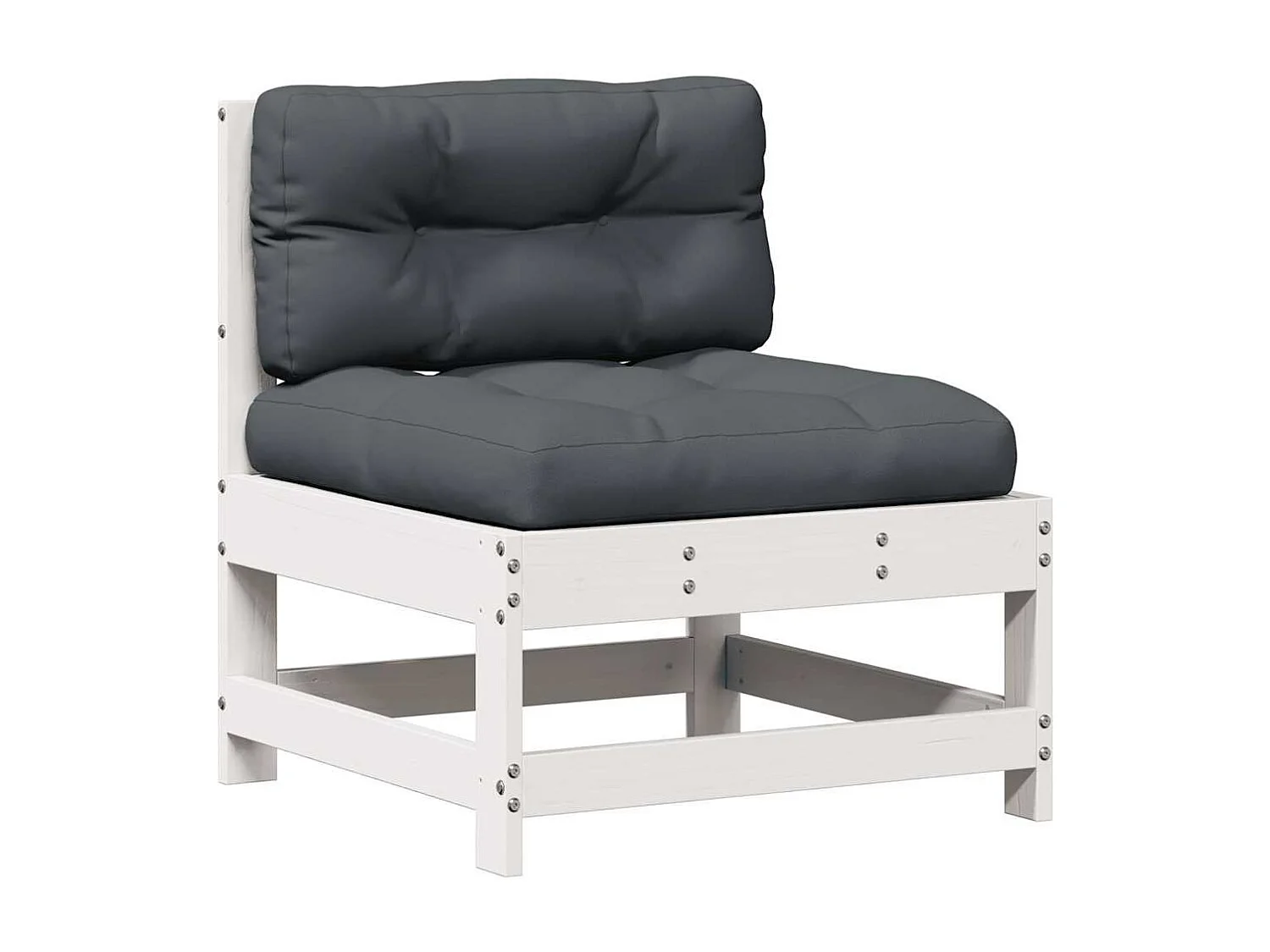 Salon de jardin 7 pcs avec coussins blanc bois de pin massif