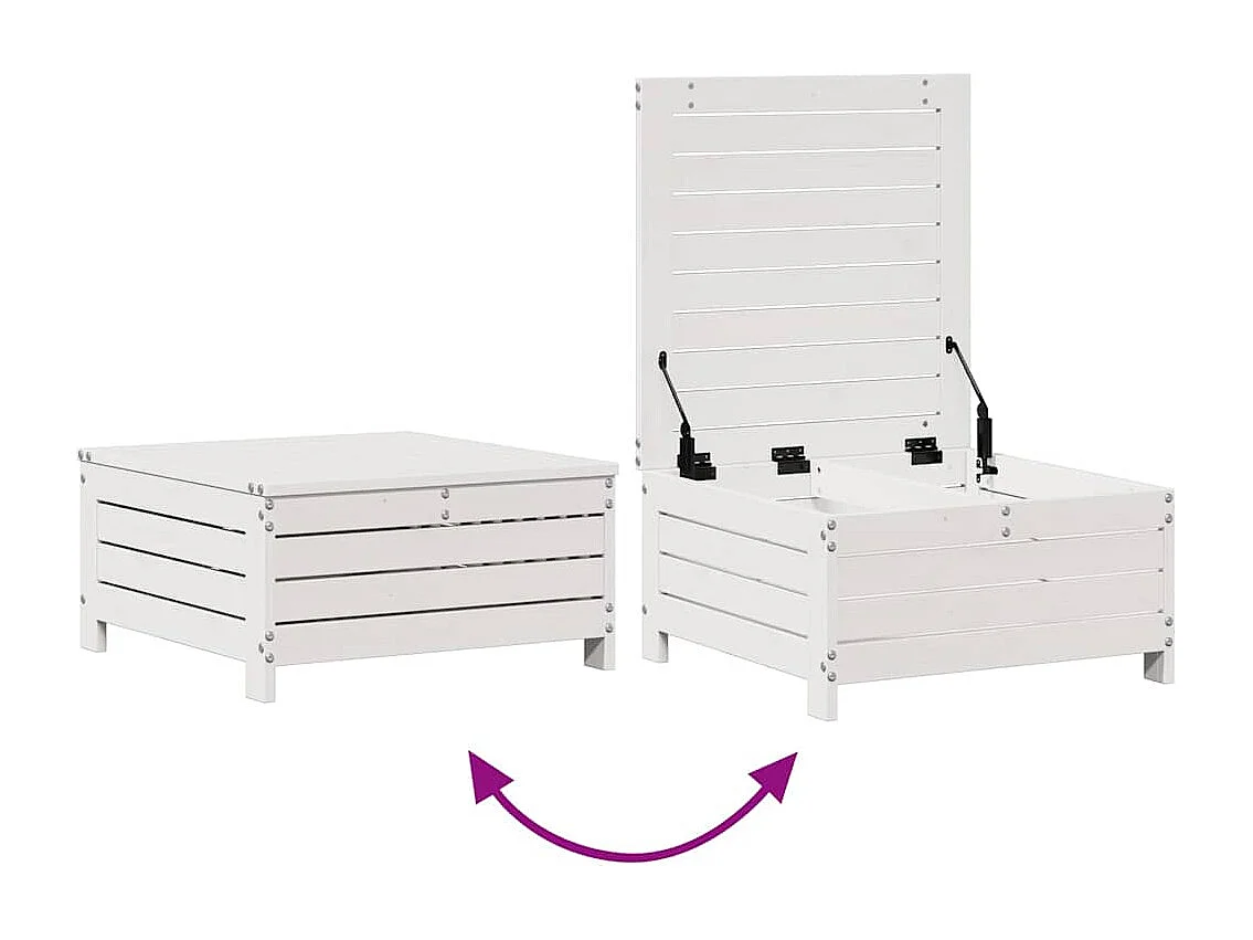 Salon de jardin 7 pcs avec coussins blanc bois de pin massif