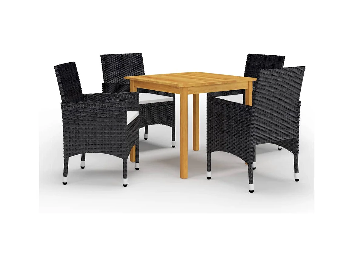 Ensemble à manger de jardin 5 pcs Noir