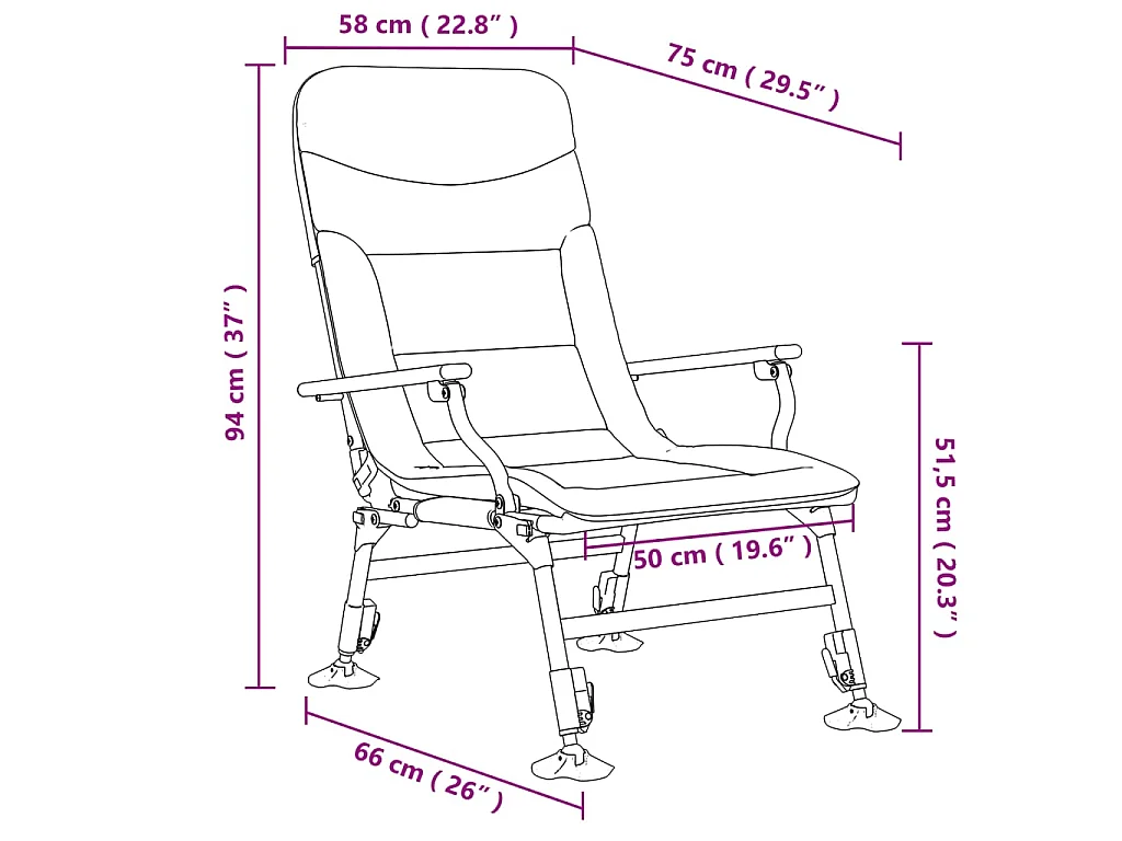 Chaise de pêche avec accoudoir pliable vert