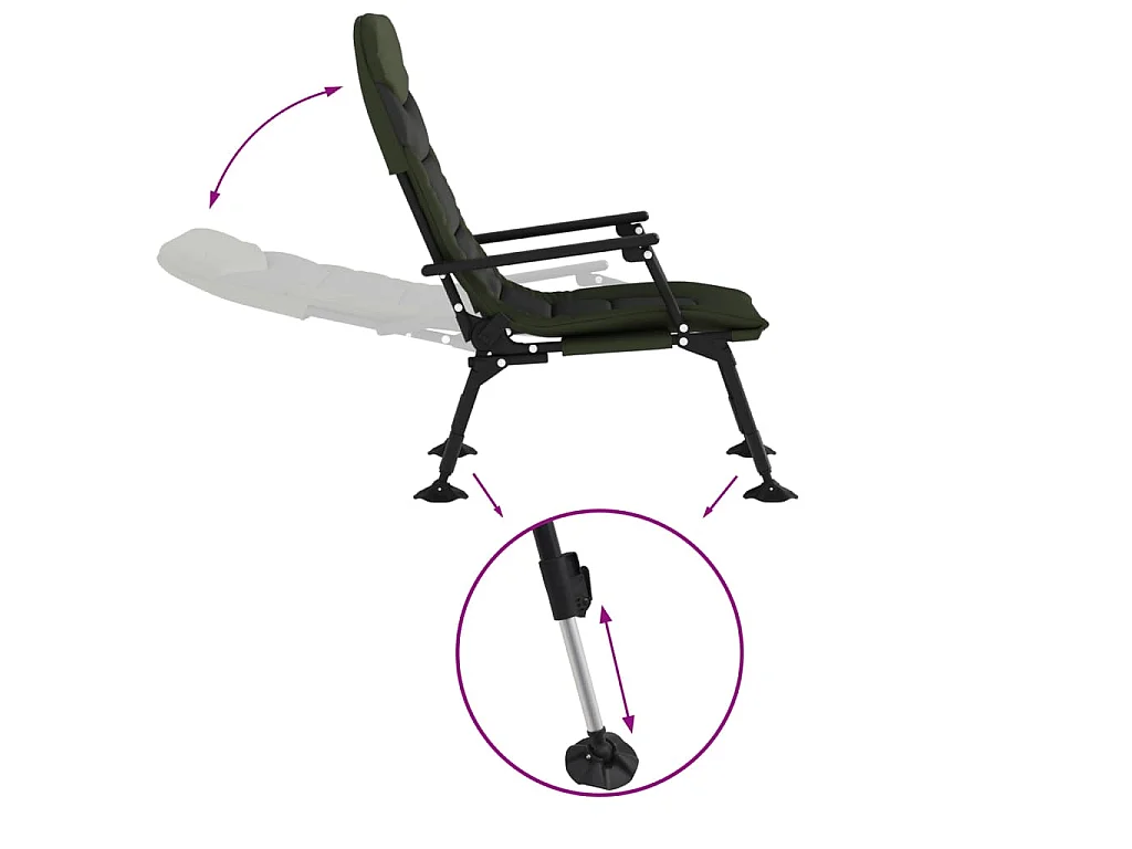 Chaise de pêche avec accoudoir pliable vert